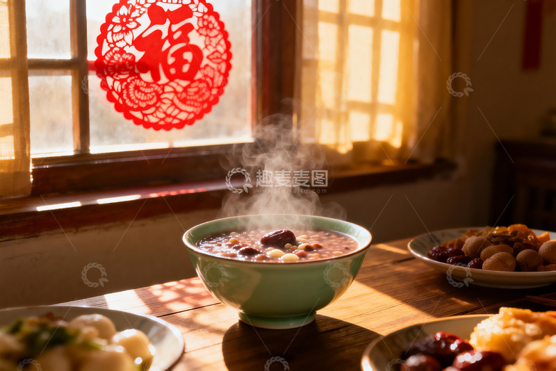 高清大图下载【趣麦麦图】暖阳下热气腾腾的中式早餐