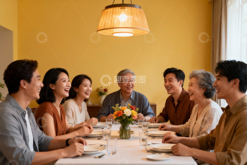 高清大图下载【趣麦麦图】家庭聚餐其乐融融