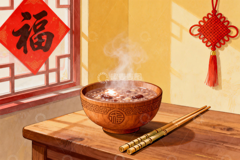 高清大图下载【趣麦麦图】热气腾腾的中式杂粮粥