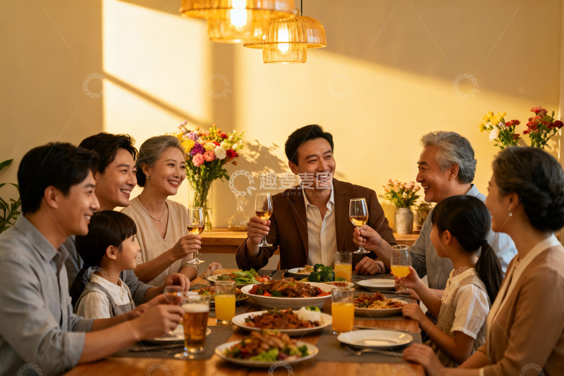 高清大图下载【趣麦麦图】温馨家庭聚餐其乐融融