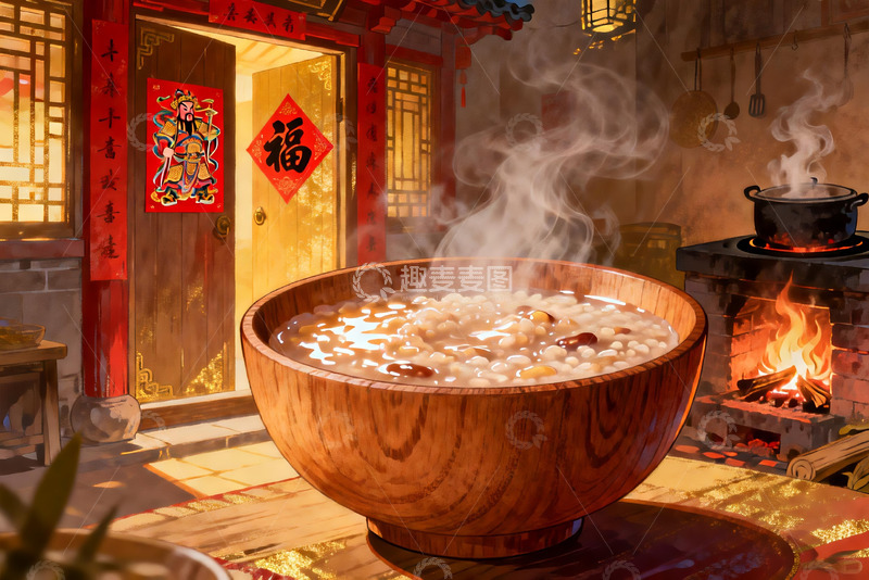 高清大图下载【趣麦麦图】热气腾腾的年夜饭场景