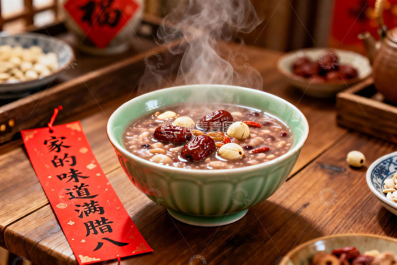 高清大图下载【趣麦麦图】热气腾腾的腊八粥