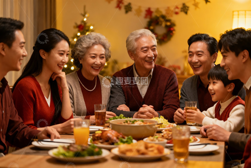 高清大图下载【趣麦麦图】温馨家庭聚餐其乐融融