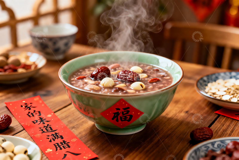 高清大图下载【趣麦麦图】热气腾腾的腊八粥