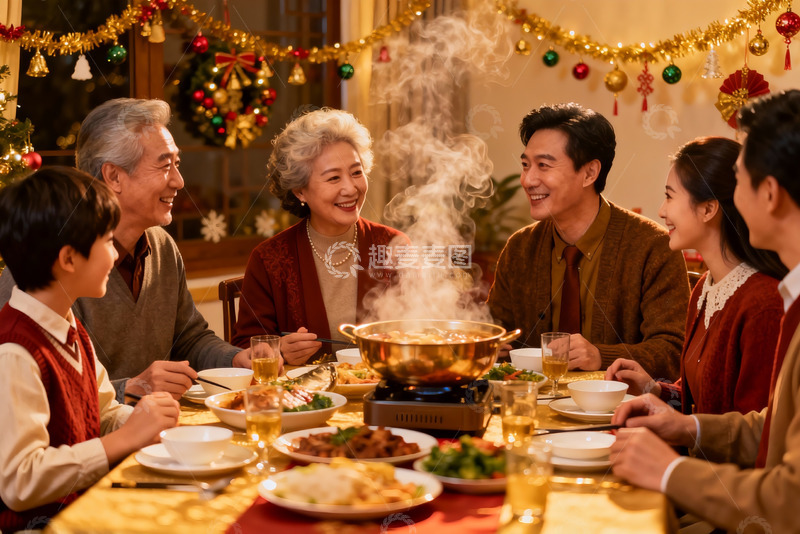 高清大图下载【趣麦麦图】温馨家庭聚餐其乐融融