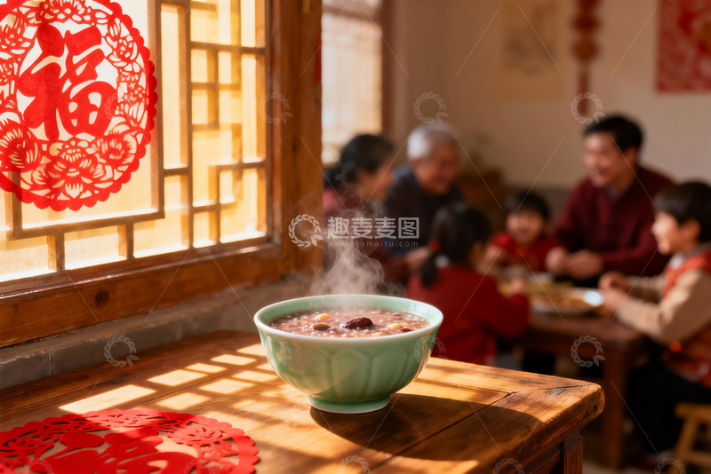 高清大图下载【趣麦麦图】家庭聚餐热粥暖阳