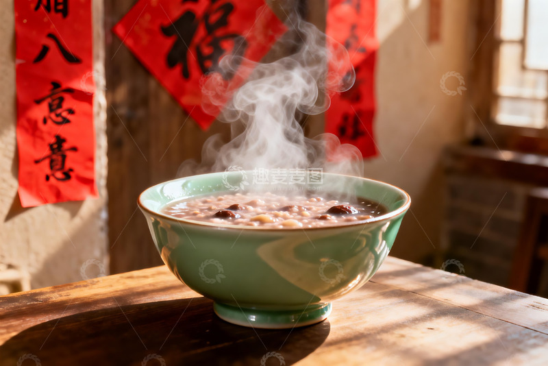 高清大图下载【趣麦麦图】热气腾腾的粥配红色装饰