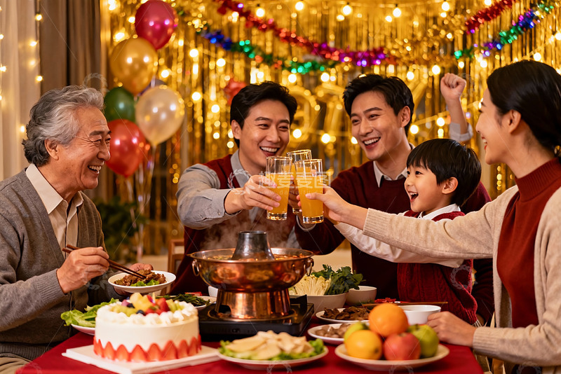 高清大图下载【趣麦麦图】家庭聚餐欢庆时刻
