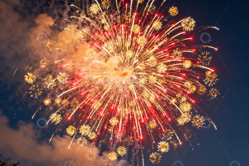 高清大图下载【趣麦麦图】夜空中绚丽绽放的烟花盛宴