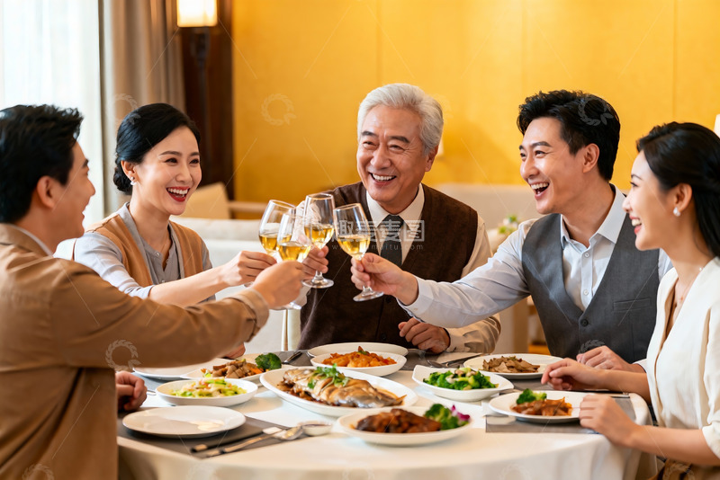 高清大图下载【趣麦麦图】家庭聚餐欢庆时刻