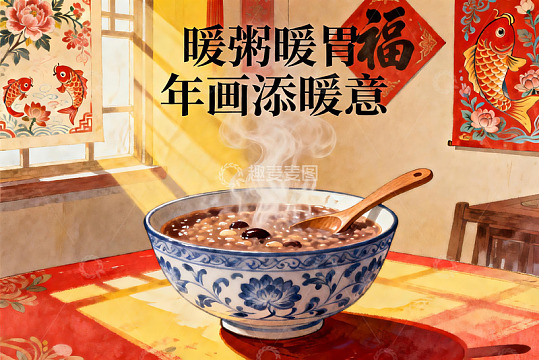 热气腾腾的腊八粥与新年装饰