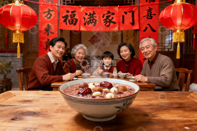 高清大图下载【趣麦麦图】春节家庭聚餐吃团圆饭