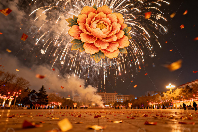 高清大图下载【趣麦麦图】夜空烟花绽放花形绚丽夺目