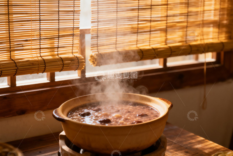 高清大图下载【趣麦麦图】热气腾腾的砂锅粥
