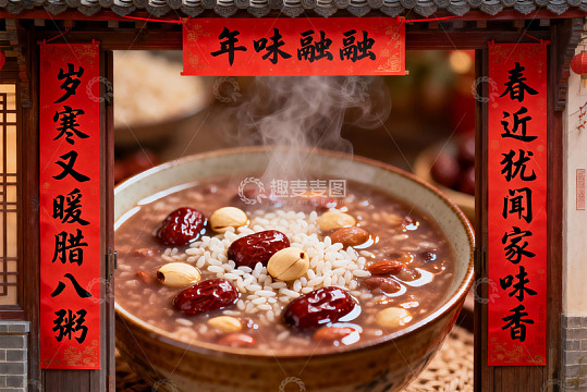 传统中式腊八粥热气腾腾