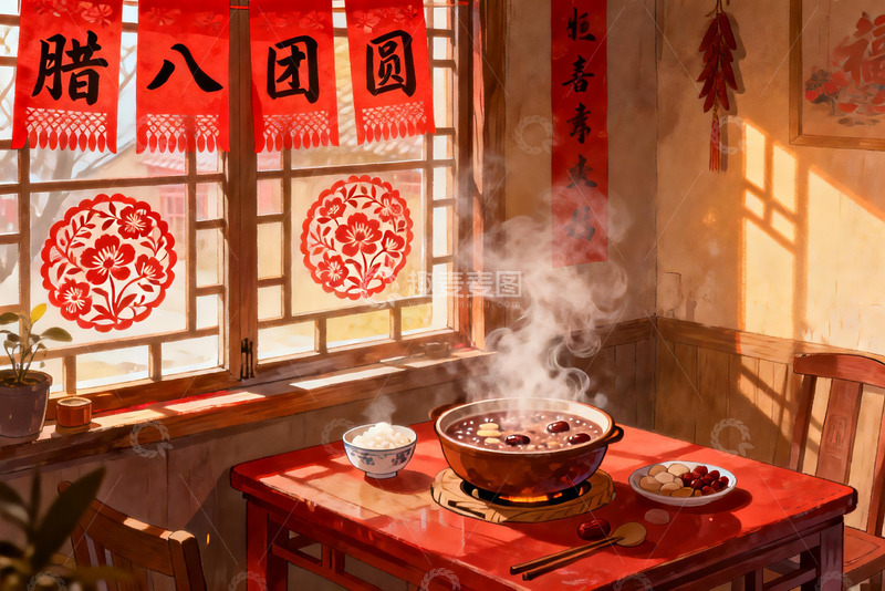 高清大图下载【趣麦麦图】暖阳下团圆饭热气腾腾