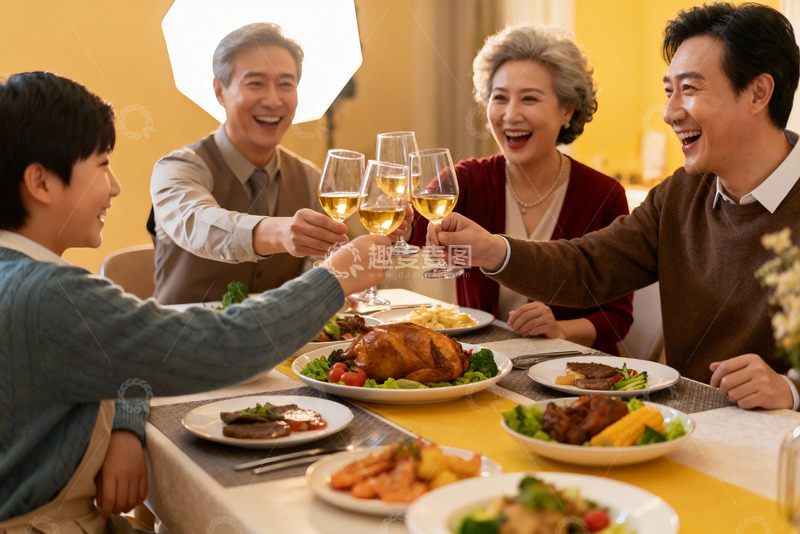 高清大图下载【趣麦麦图】家庭聚餐欢庆时刻