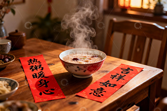 热粥配春联暖意浓
