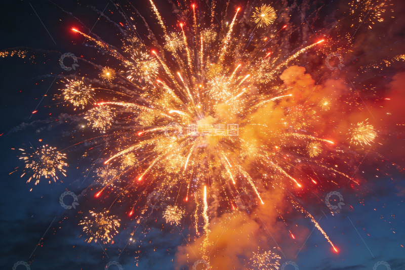 高清大图下载【趣麦麦图】夜空烟花绽放绚丽景象