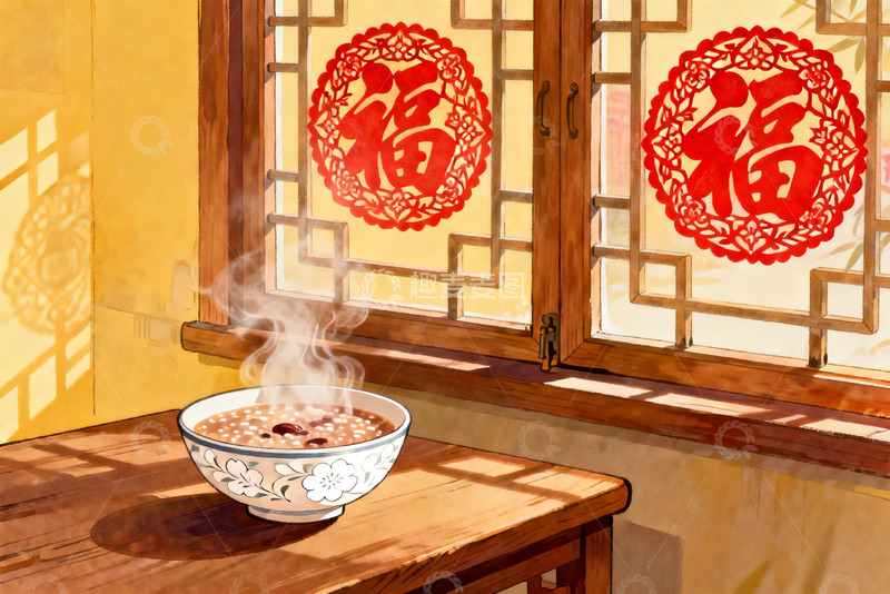 高清大图下载【趣麦麦图】窗边热粥袅袅升起