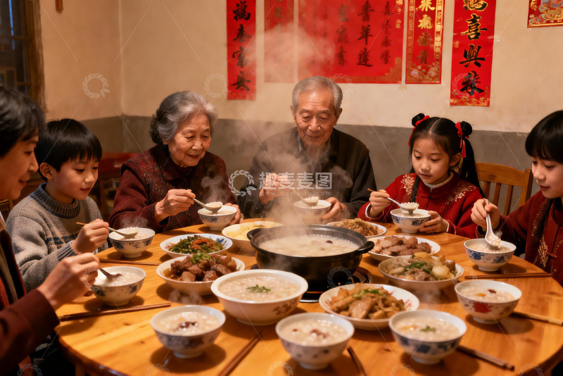 高清大图下载【趣麦麦图】三代同堂家庭聚餐其乐融融