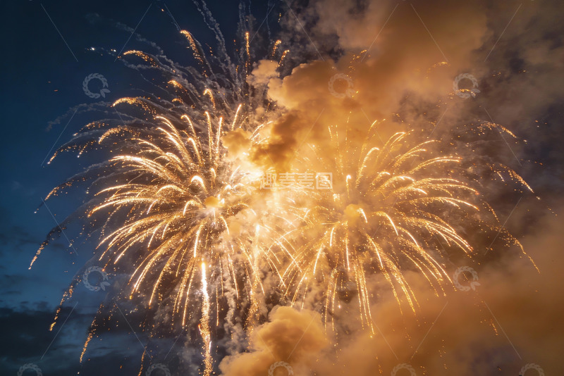 高清大图下载【趣麦麦图】夜空烟花绽放绚丽景象