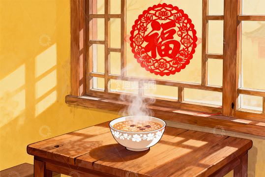 窗前热粥袅袅升起