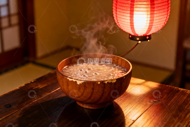 高清大图下载【趣麦麦图】木质碗中热气腾腾的食物