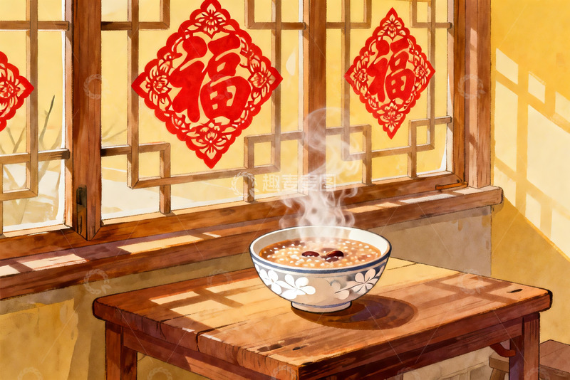 高清大图下载【趣麦麦图】窗前热粥袅袅升起