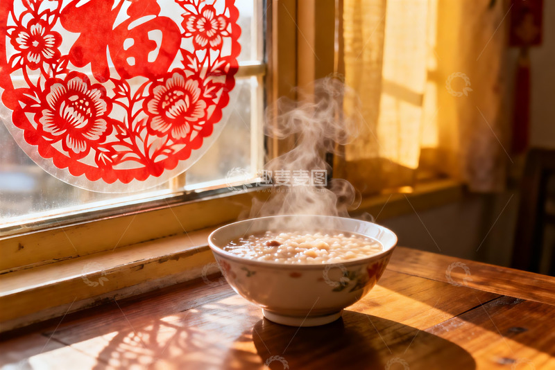 高清大图下载【趣麦麦图】窗边热气腾腾的粥