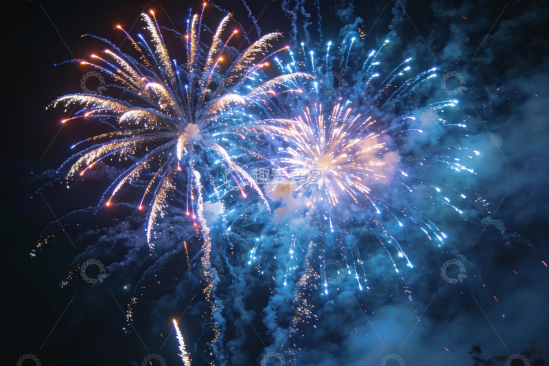 高清大图下载【趣麦麦图】夜空烟花绽放绚丽多彩