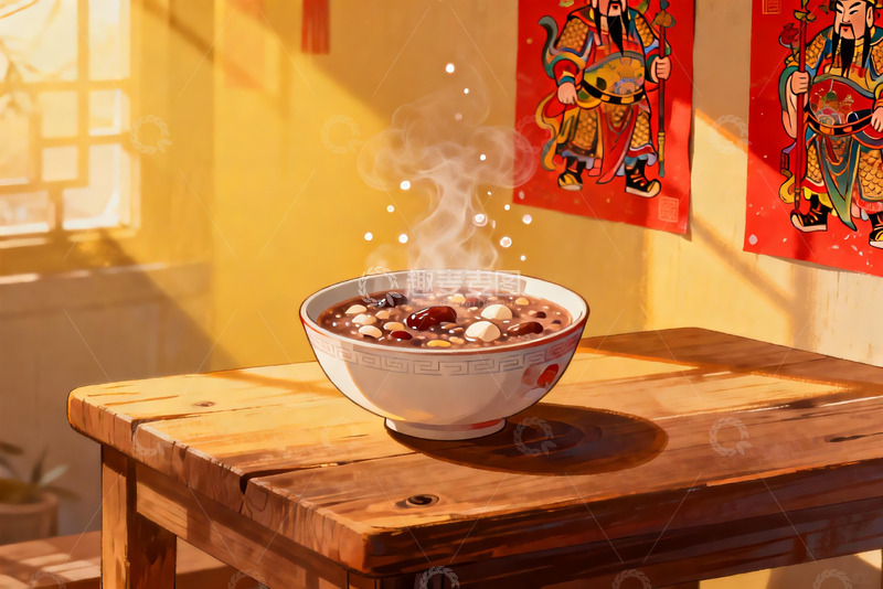 高清大图下载【趣麦麦图】热气腾腾的红豆粥