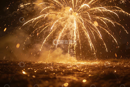 夜空烟花绽放绚丽光芒