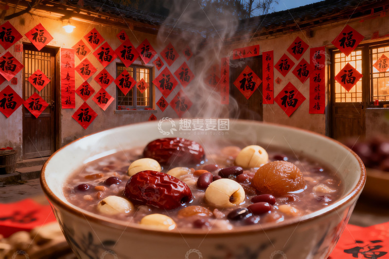 高清大图下载【趣麦麦图】暖屋腊八粥热气腾腾
