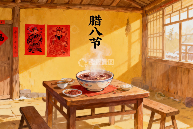 高清大图下载【趣麦麦图】腊八节传统美食与民俗装饰