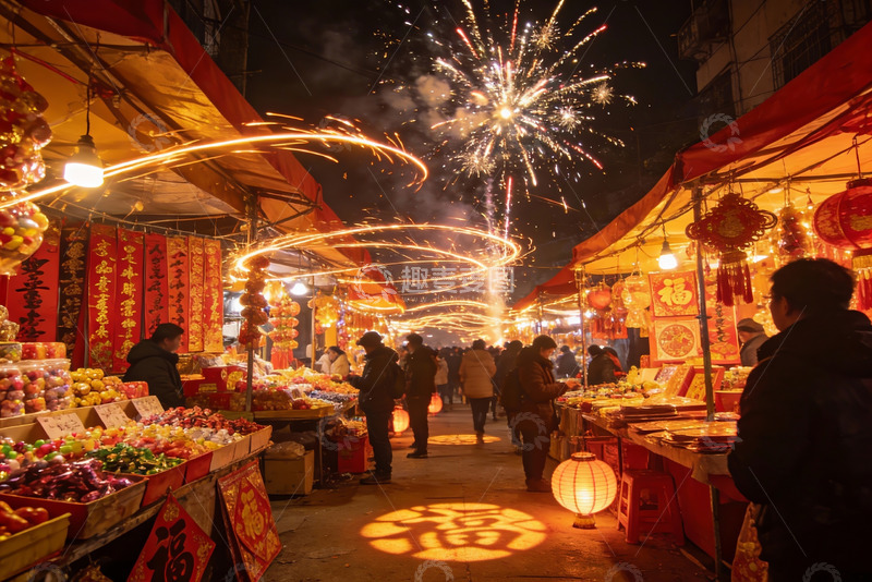 高清大图下载【趣麦麦图】夜市烟火璀璨人群熙攘
