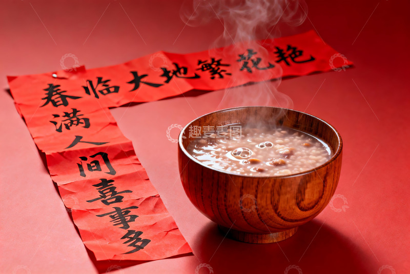 高清大图下载【趣麦麦图】热粥配春联红火迎新春