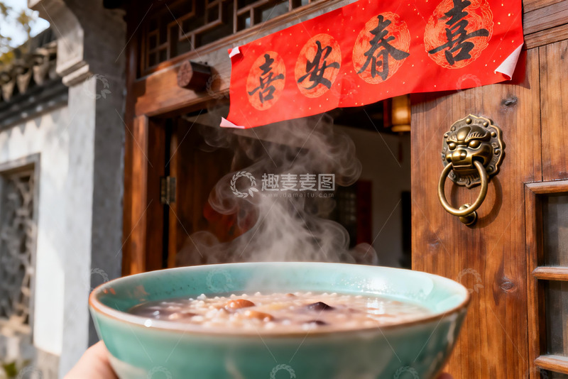 高清大图下载【趣麦麦图】古宅门前热粥袅袅升起