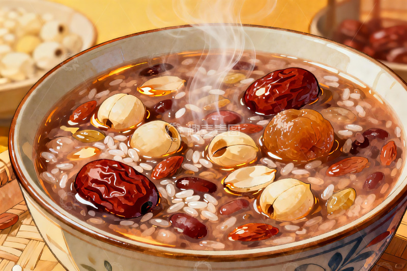 高清大图下载【趣麦麦图】热气腾腾的八宝粥