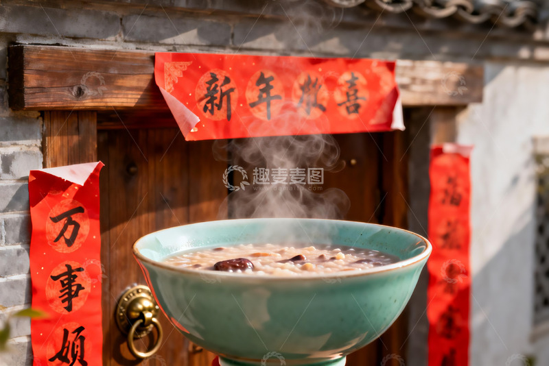 高清大图下载【趣麦麦图】新年粥香暖古门