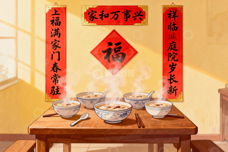 高清大图下载【趣麦麦图】春节餐桌年味浓