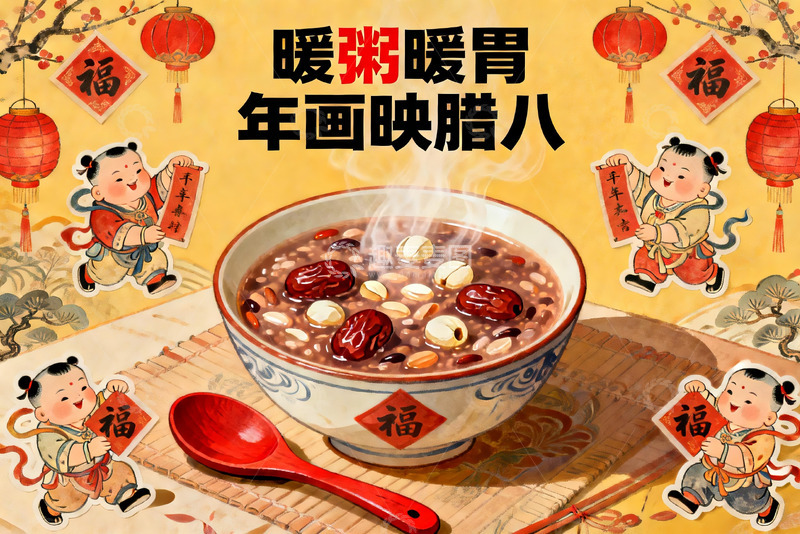 高清大图下载【趣麦麦图】腊八粥年画寓意吉祥