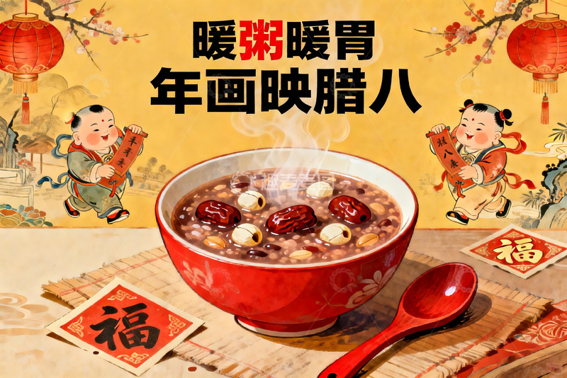 高清大图下载【趣麦麦图】腊八粥年画寓意吉祥