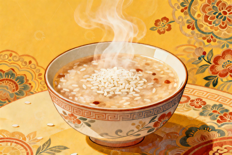 高清大图下载【趣麦麦图】热气腾腾的米粥盛于精美瓷碗