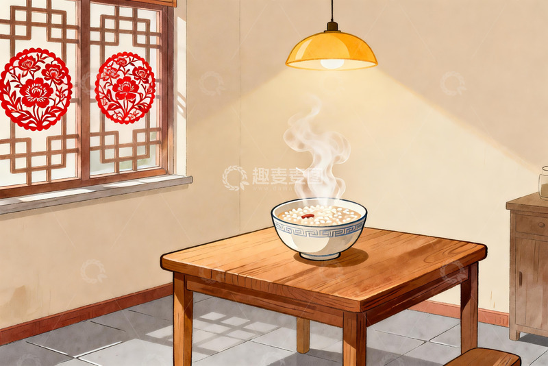 高清大图下载【趣麦麦图】中式窗前热气腾腾的米饭