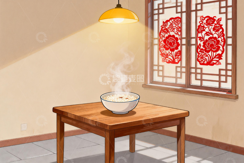 高清大图下载【趣麦麦图】中式窗前热气腾腾的米饭