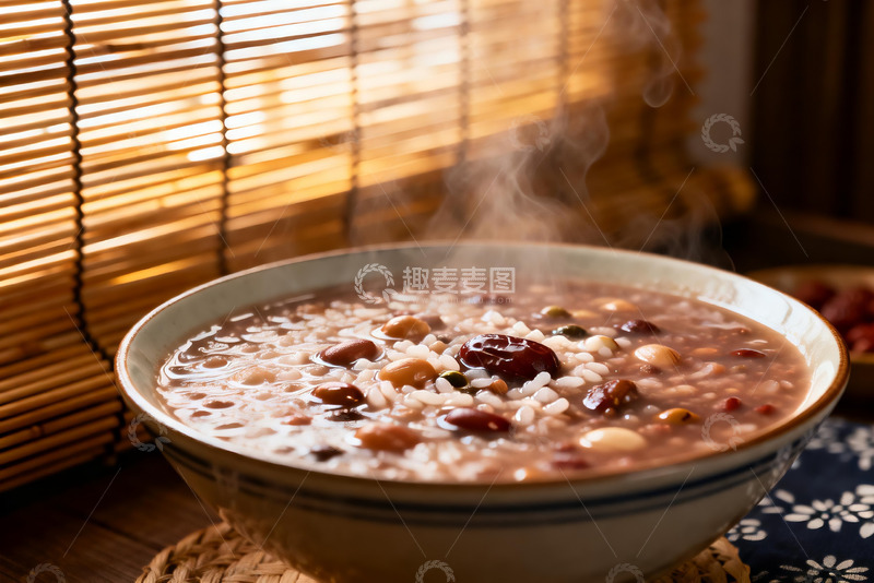 高清大图下载【趣麦麦图】热气腾腾的杂粮粥