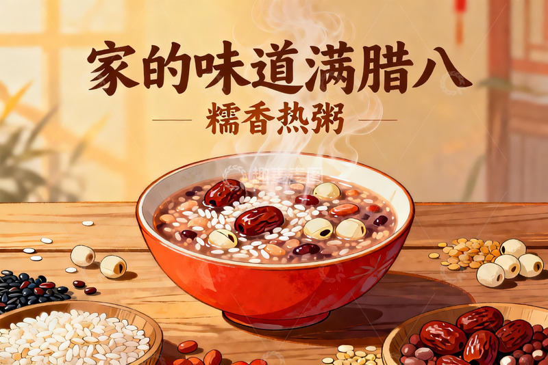 高清大图下载【趣麦麦图】腊八粥香气四溢家的味道