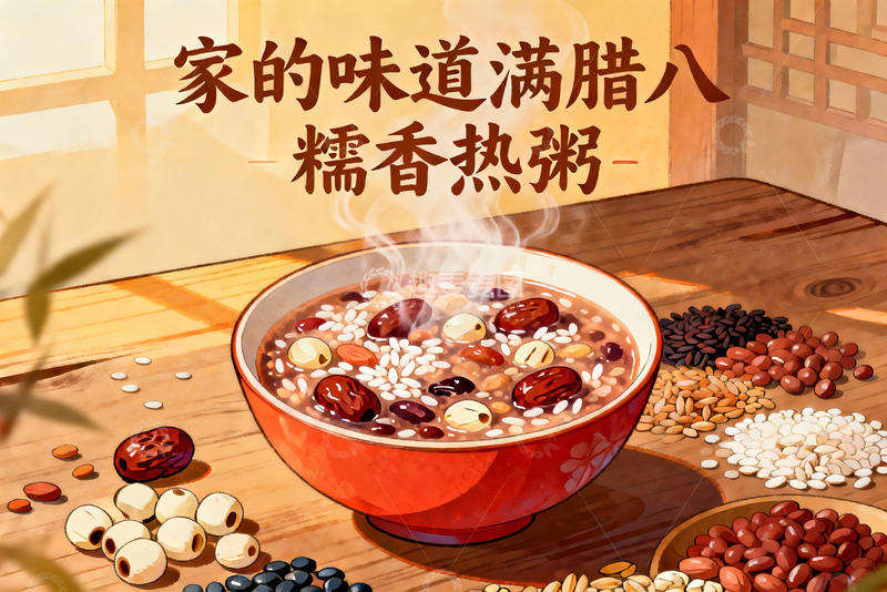 高清大图下载【趣麦麦图】腊八粥香气四溢家的味道