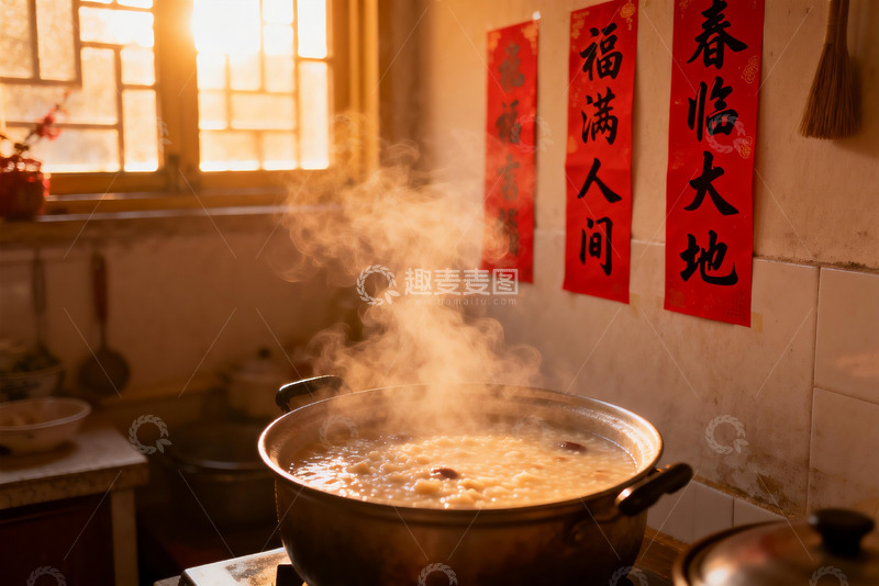 高清大图下载【趣麦麦图】厨房热气腾腾的粥